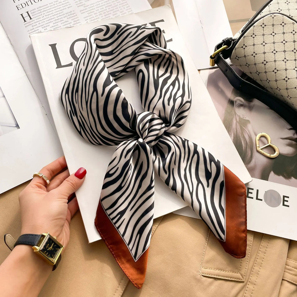 Luxury Design Silk Shawl Square Scarf For Women Satin Hijab Fashion Wraps Neckerchief Female Hair Bands Ribbon Headband Bandana