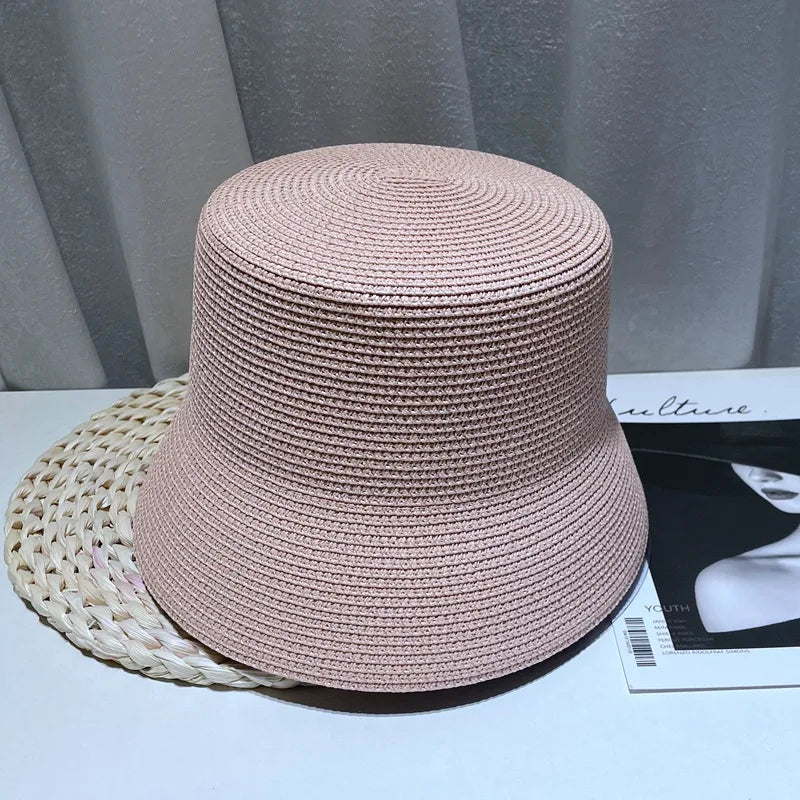 Women Straw Sun Hat Foldable Packable Wide Brim Summer Hat Flat Beach Hat Ladies Crochet Bucket Hat packable sun hat