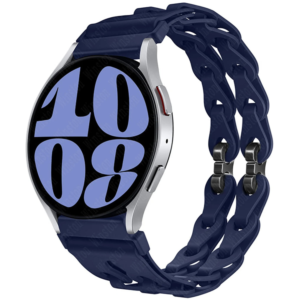 22mm 20mm Chain Strap for Samsung Galaxy Watch 7 6 5 4 6Classic Silicone Band for Huawei GT4 3Pro for Amazfit GTR 4/GTS Bracelet