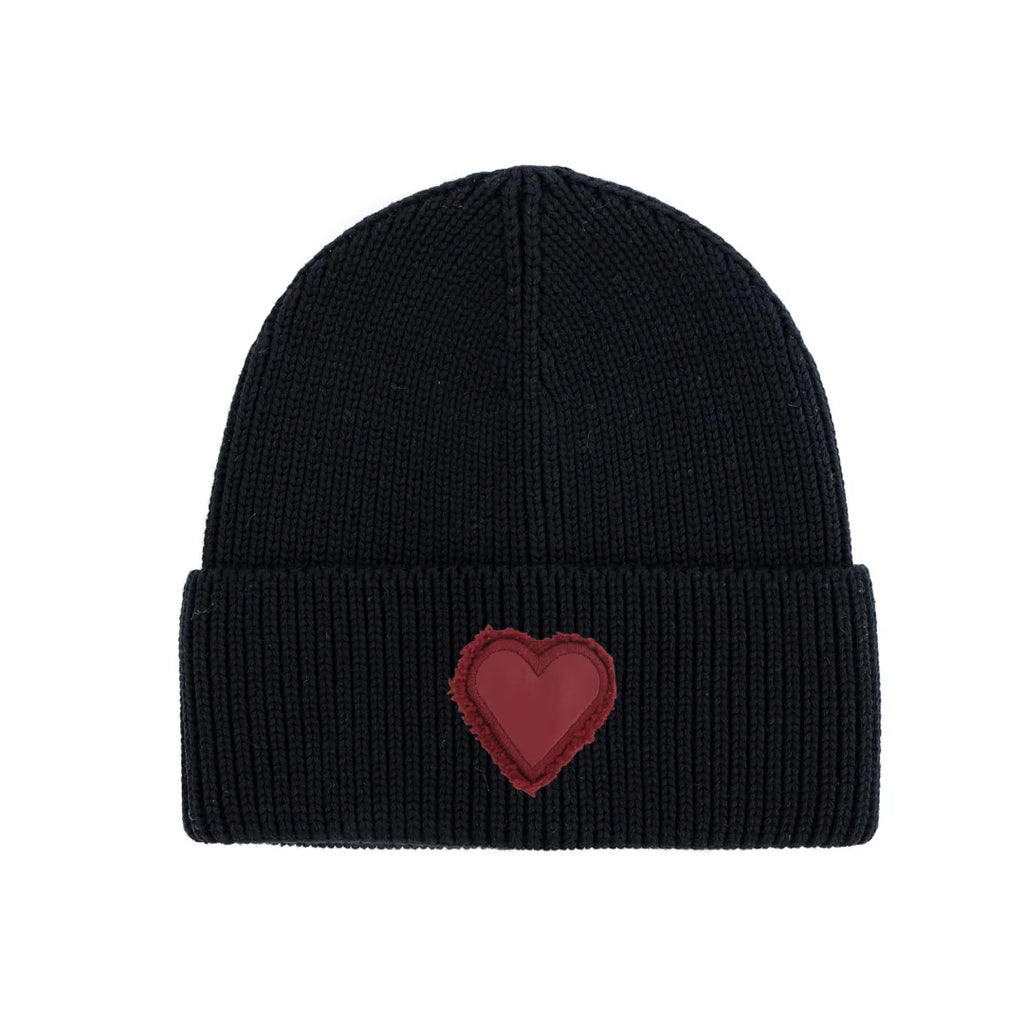 Winter Cotton Knitted Beanies Leather Heart Outdoor Hat Children Hats Personality Table hats girl hat boy hat