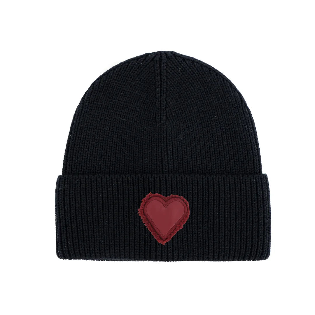 Winter Cotton Knitted Beanies Leather Heart Outdoor Hat Children Hats Personality Table hats girl hat boy hat