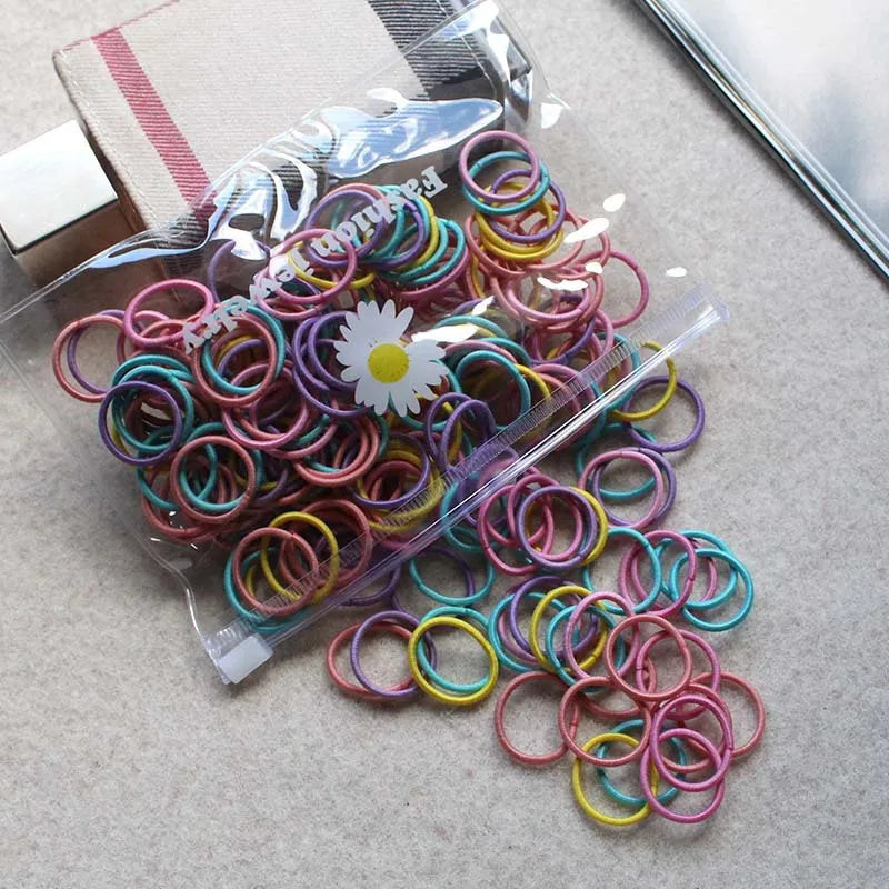 2 CM Cute Colorful Black Nylon Small Hair Ties Gum Child Ponytail Holde Accessories Rubber Bands Elastic Hair Bands For Kid Girl