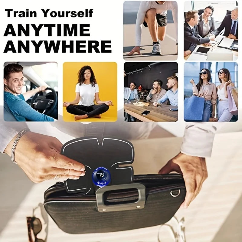 USB Rechargeable Muscle Massager Portable Abdominal Fitness Patch Shaping Massage Wireless LCD Display Massager to Relax Fatigue