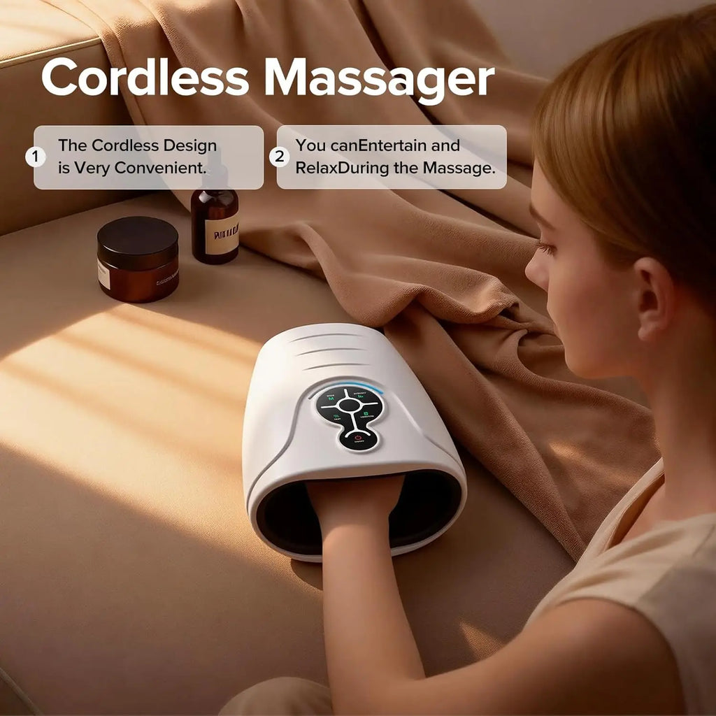 LINGTENG Hand Massager, Cordless Heated Massager, Relax Anytime, Anywhere, Warm and Comfortable, Helps You Unwind Deeply, A Holiday Gift for Home or Office