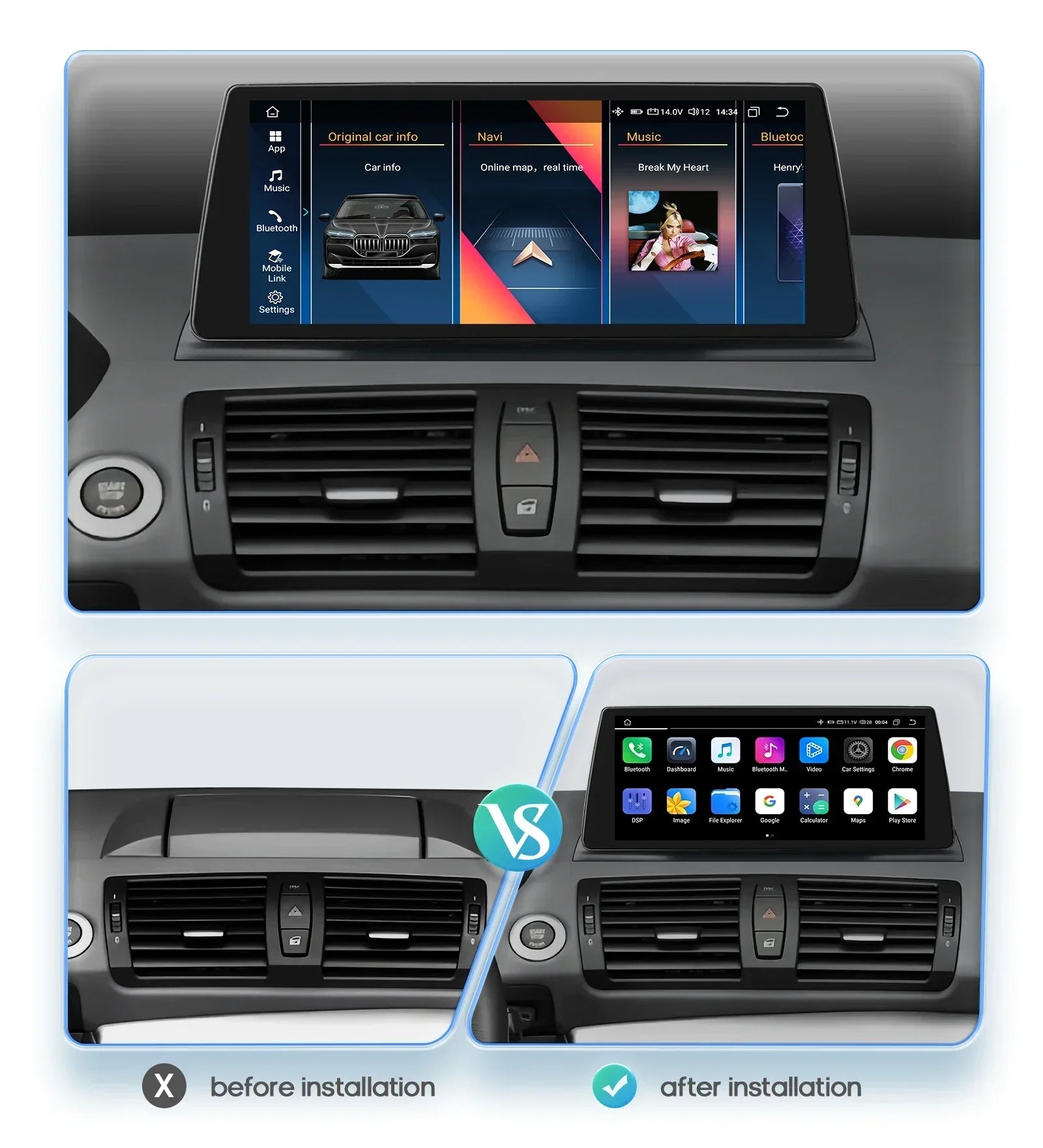 10.25" Smart Car Systems for BMW 1 Series 06-12 E81 E82 E87 E88 Without Screen with Support Wireless Carplay Android Auto RDS BT