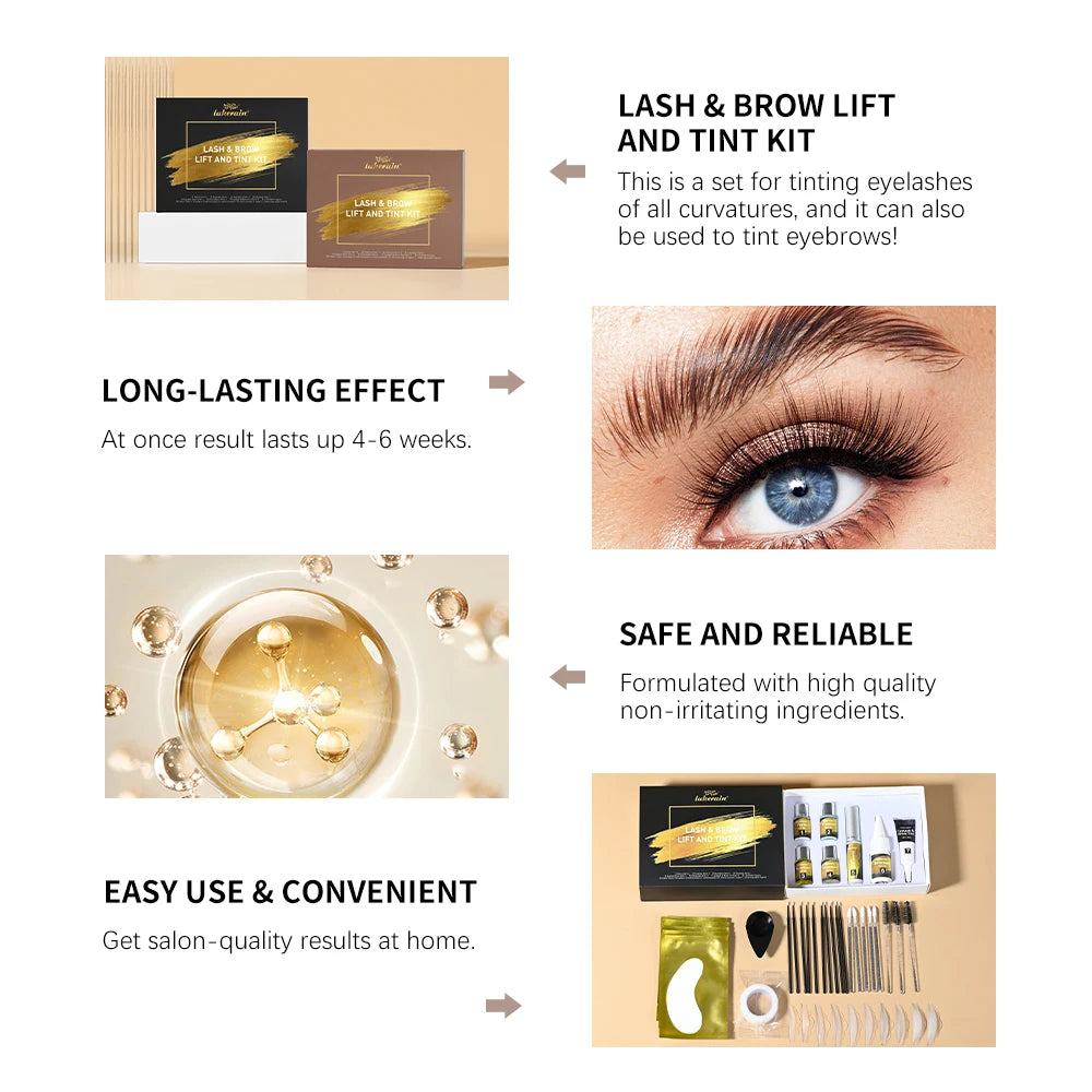 2 IN 1 Professional Fast Perming Lash & Brow Lifting Tint Kit Long-Lasting Mascara Lifting Eyelashes Enhancer Makeup Tool