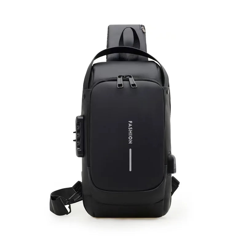 Sling Bag for Men Women Theft Crossbody Backpack with USB Charging Port Waterproof Chest Bag with Password Lock