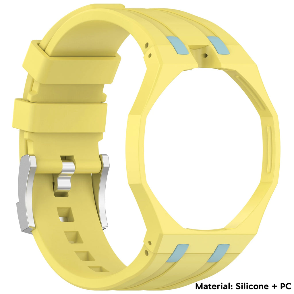 2 IN 1 PC Mod Kit Case Frame +Strap for Swatch AP Royal Pop Modification Integrated Silicone Matte Cover Bumper Band Accessories