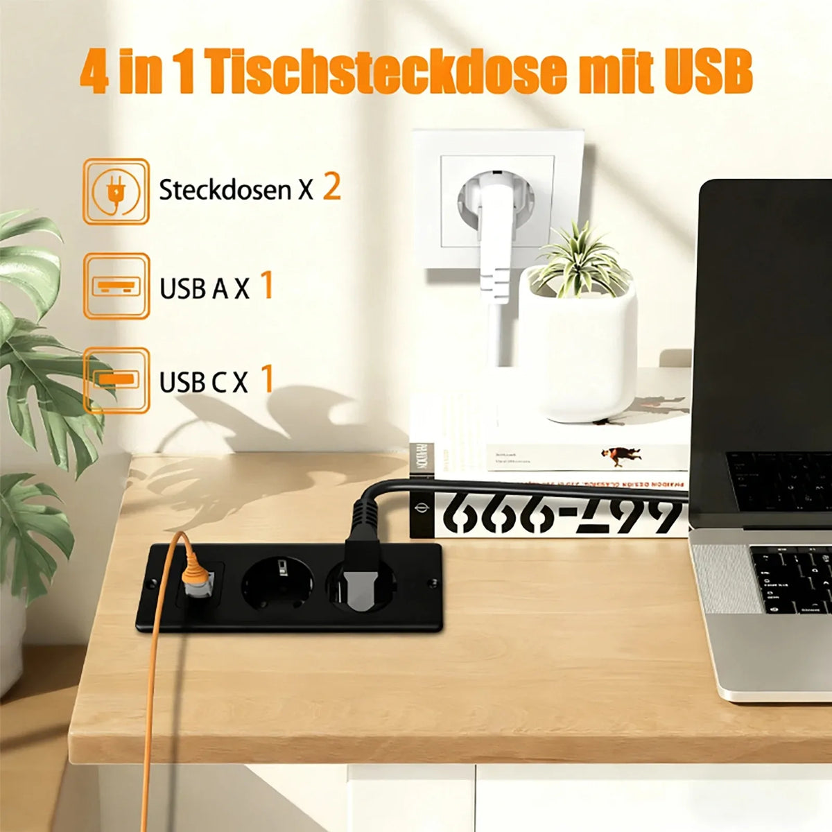 EU Black Recessed Table Desk Socket 2 Outlets with USB Type C 5V 2.1A AC110 220V Hidden Power Socket for Home Office