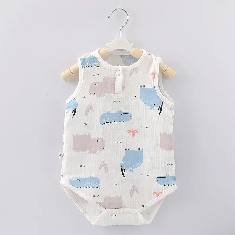 Summer Baby Home Suit Bodysuit Cute Cartoon Bear Rabbit Boys Girls Children Climbing Pajamas Thin Newborn Kids Sleeping Clothes