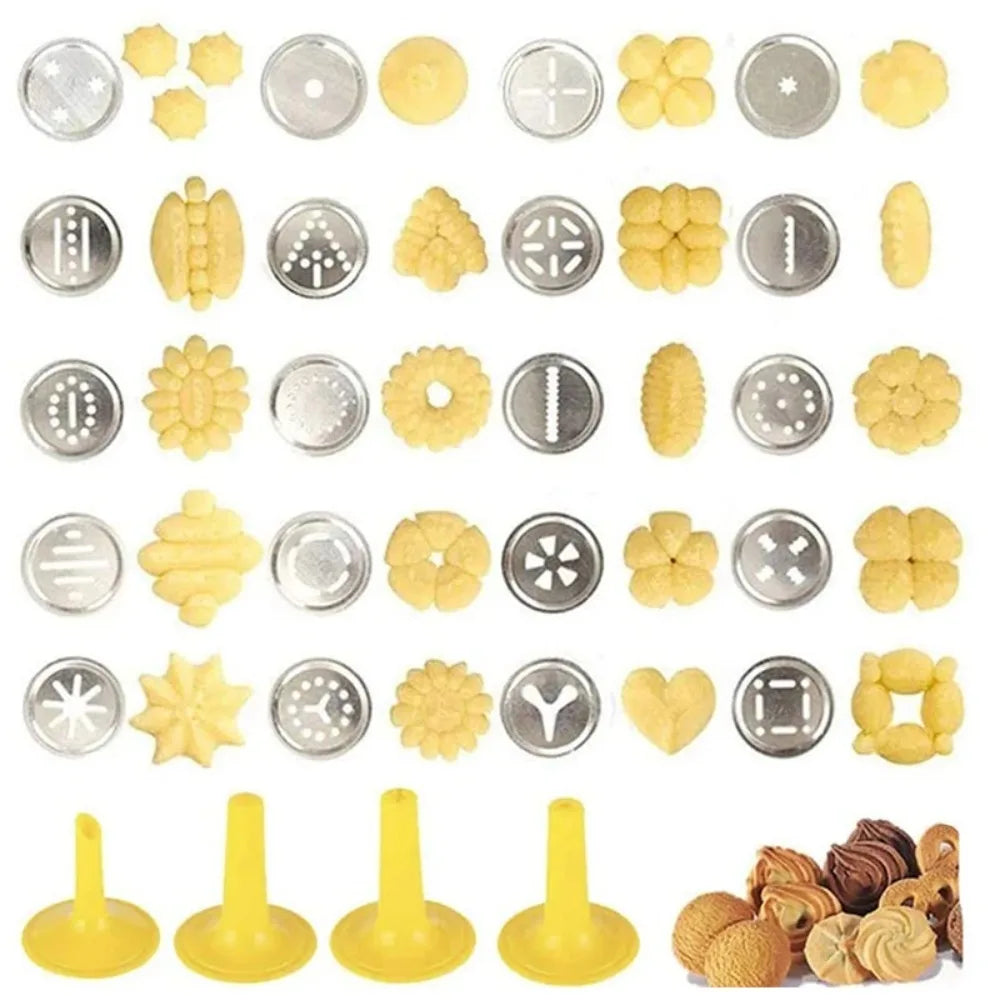 Stainless Steel Cookie Cutter Set Cookie Press Gun and 20 Cookie Plates and 4 Nozzles DIY Cookie Maker Cookie Cutter Tools