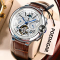 POEDAGAR Luxury Business Male Watch Date Week Stainless Steel Tourbillon Men Clock Waterproof Automatic Mechanical Men's Watches