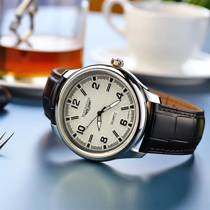 Top Brand Man Wristwatch Luxury Business Waterproof Men Watch For Men Quartz Clock Leather Men's Watches reloj+Box Men's Gift