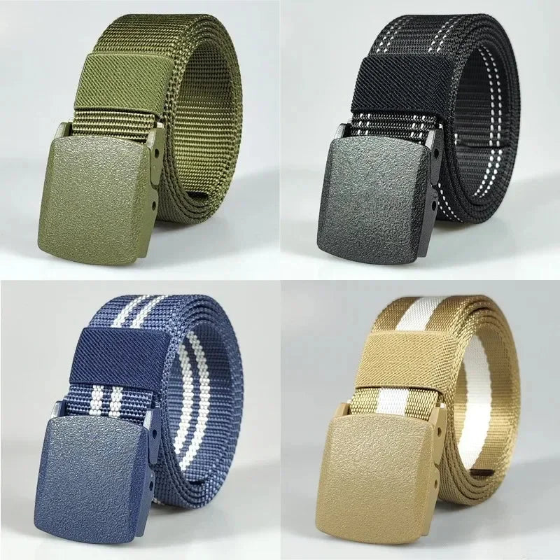 Automatic Buckle Nylon Women's Belts Canvas Outdoor Travel Premium Pants Sports Non-metallic Belts for Men White Black Blue Red