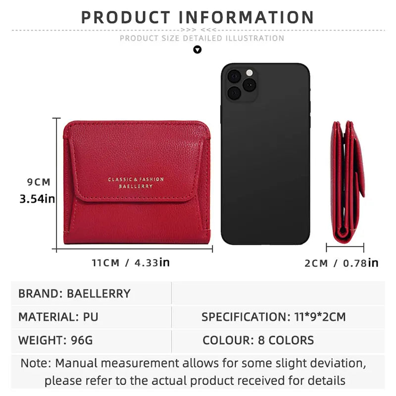 Fashionable Mini Women Wallet Name Engraving High-Quality Card Holder Simple Short Female Coin Purse Small Ladies Purse