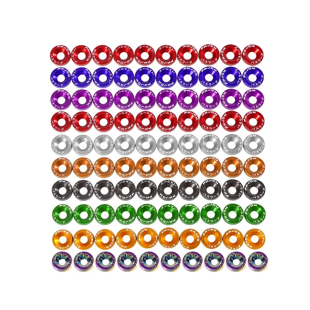 10Pcs M6 Aluminum Alloy Hex Screws Washer License Plate Fasteners Fit For Honda Universal Car Modification Accessories