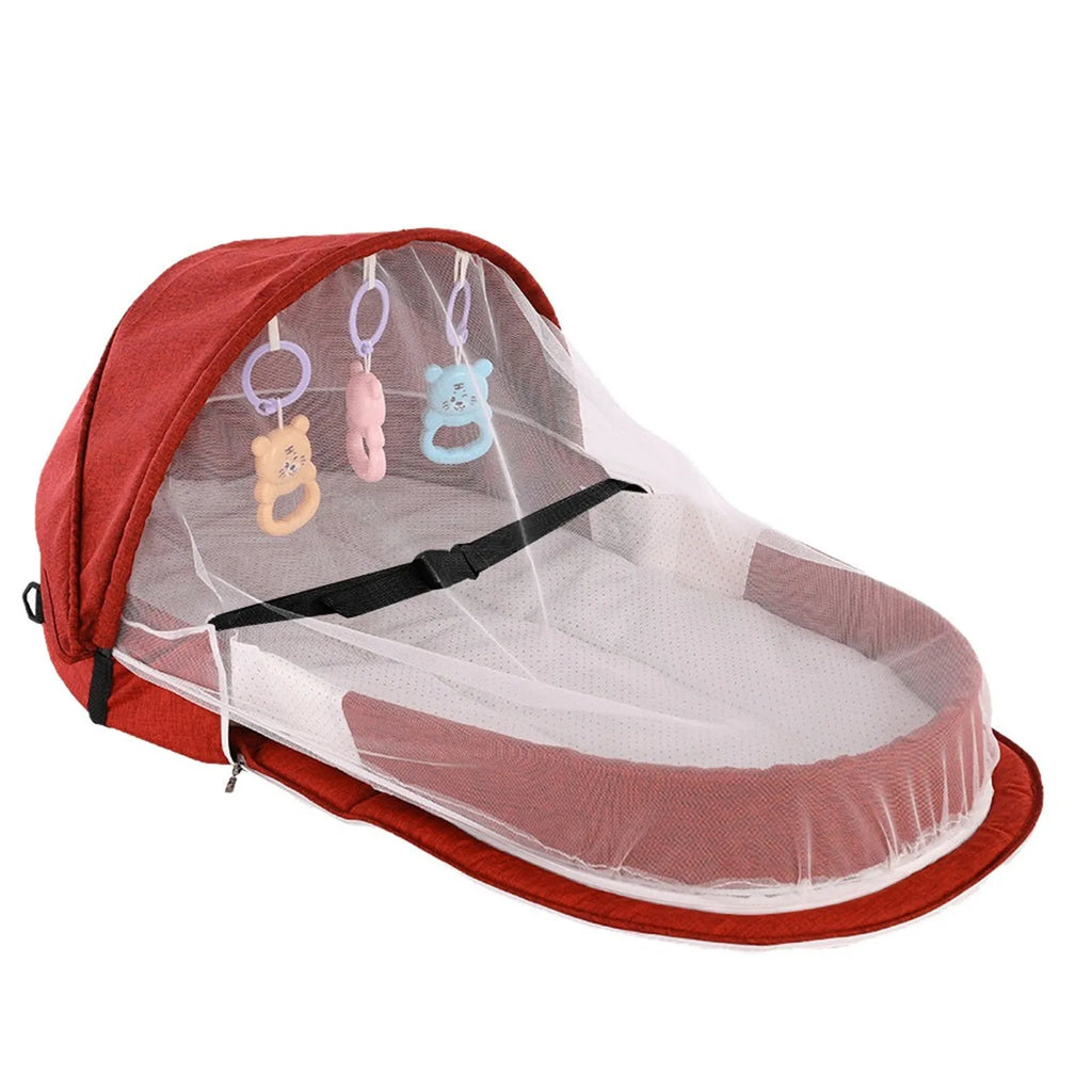 Baby Bed Folding Portable Baby Crib with Net and Awning Baby Nest Portable Baby Bed for Camping Infant Bed Bassinet for Baby