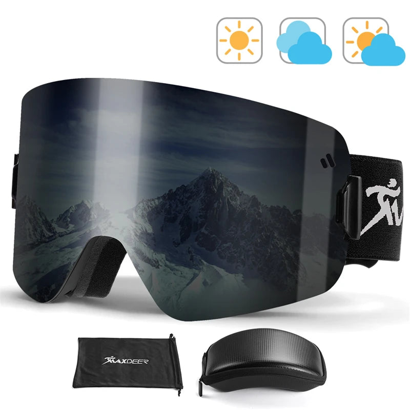 Magnetic Ski Goggles Men Snowboard Glasses Double Layers Lens Anti-fog UV400 Snow Goggles Women Snowmobile Skiing Eyewear OTG