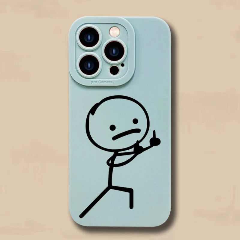 Cute Cartoon Matchman Matte Silicone Phone Case For iPhone 18 16 11 12 13 14 15 17 Pro Max XR XS X 7 8 Plus 16E Soft Back Cover