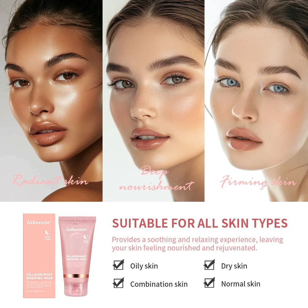 Collagen Overnight Wrapping Peel Off Facial Mask Moisturizing Reduce Fines Lines Dryness Hydration Brightening Korean Skin Care