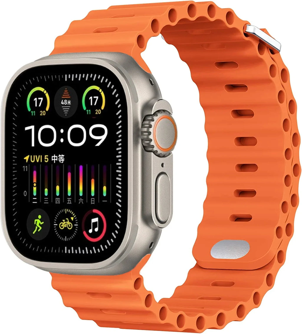 Ocean Silicone Strap For Apple Watch UItra 3 1 2 49mm 10 9 8 7 11 46mm 42mm 45mm 41mm Bracelet Wristband iWatch 6 5 4 SE3 44mm
