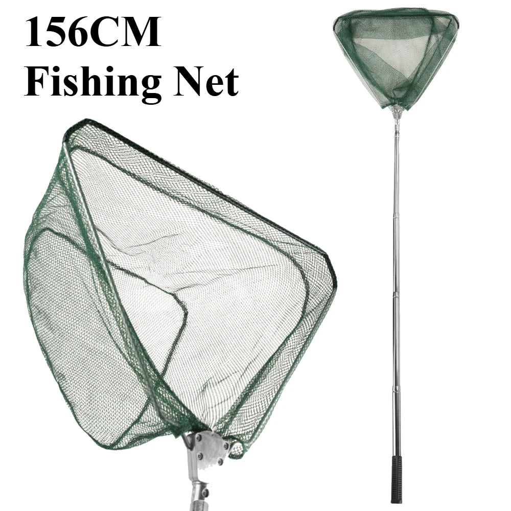 190cm 92cm 55cm Telescopic Landing Net Folding Fishing Pole Extending Fly Carp Course Sea Mesh Fishing Net For Fly Fishing
