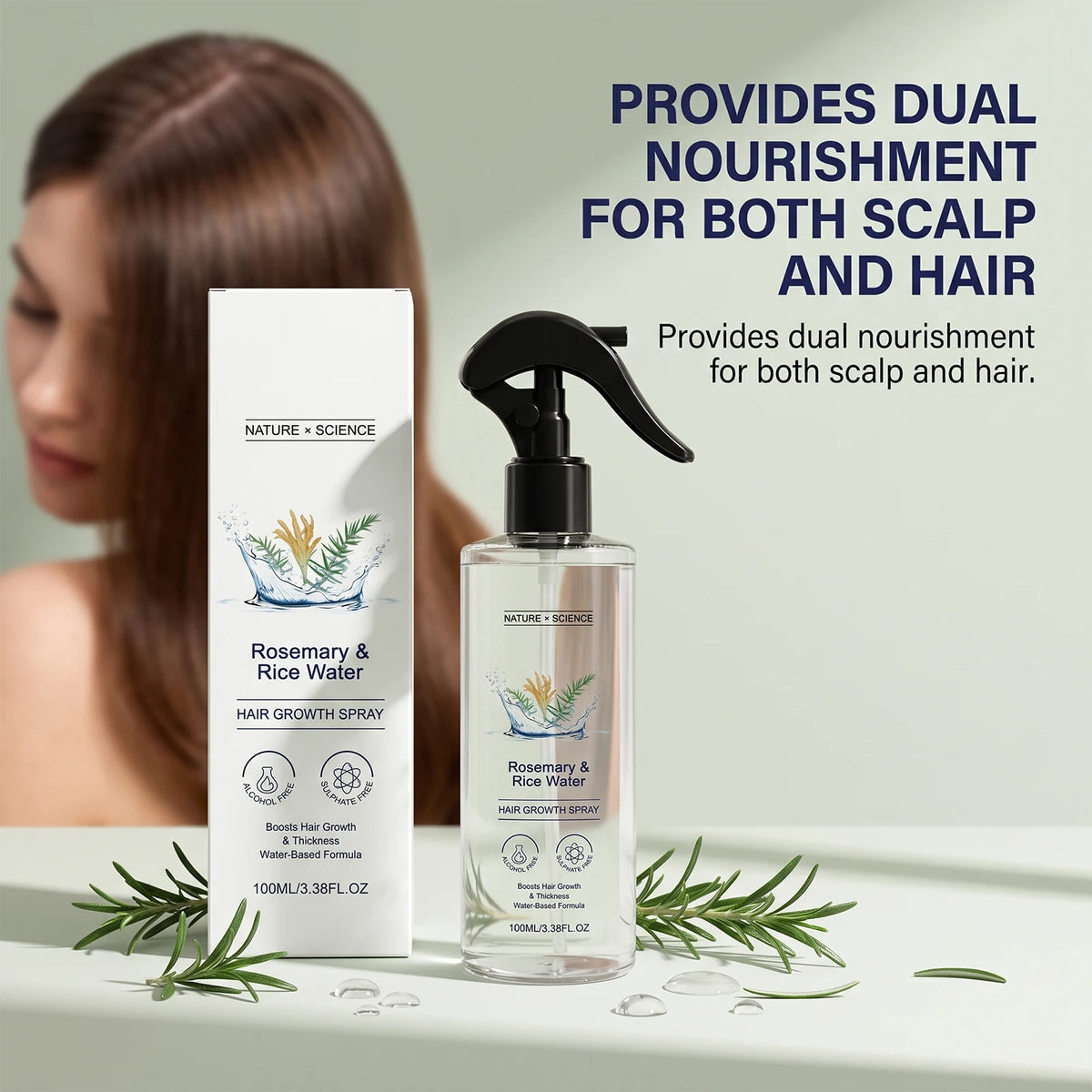Rosemary & Rice Water Hair Spray Nourishing Hair Roots Repair Dry Hair Improving Smoothness Fragrance Soothing Hair Care Spray