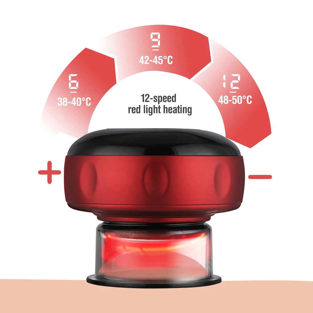 Smart Electric Vacuum Cupping Massager Heated Suction Body Scraper for Back Neck Arm 6/12 Levels Fatigue Relief