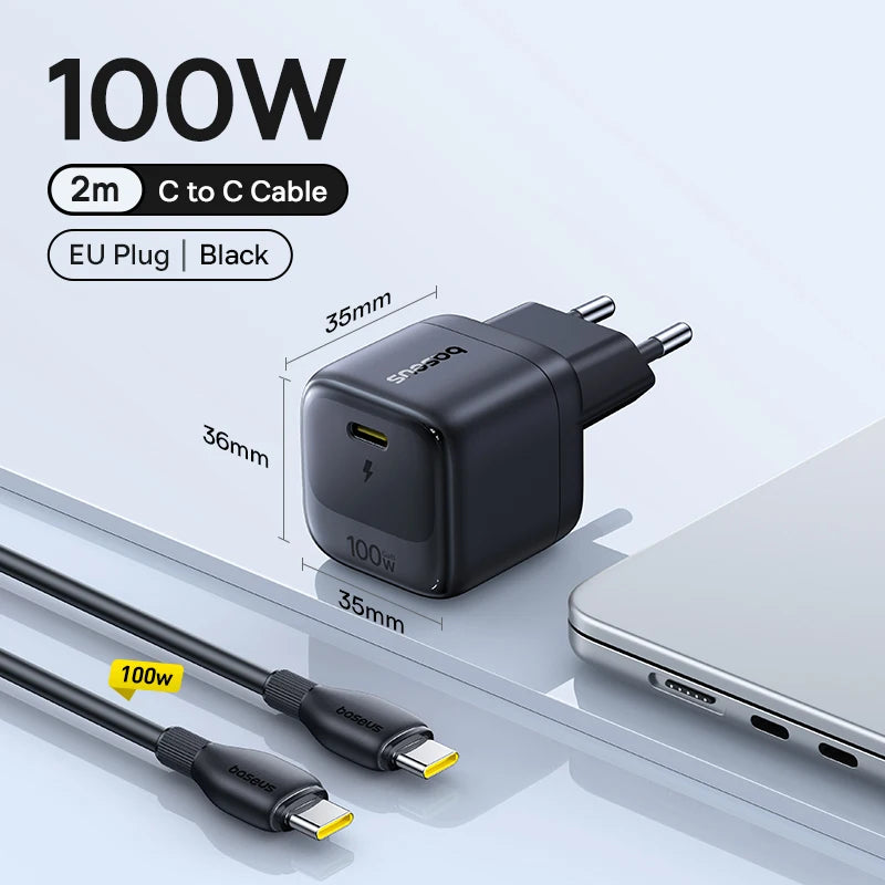 【New Sale】Baseus Mini 100W Fast Charger USB C Charger Quick Charging For iPhone 17 16 15 Pro Max iPad Xiaomi Fast Charger GaN