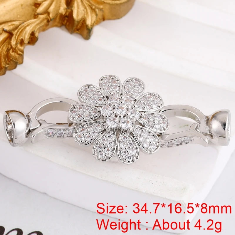 Juya 18K Gold Plated Decorative Fasteners Connector Locks Pearls Clasps Accessories For DIY Needlework Beads Jewelry Making