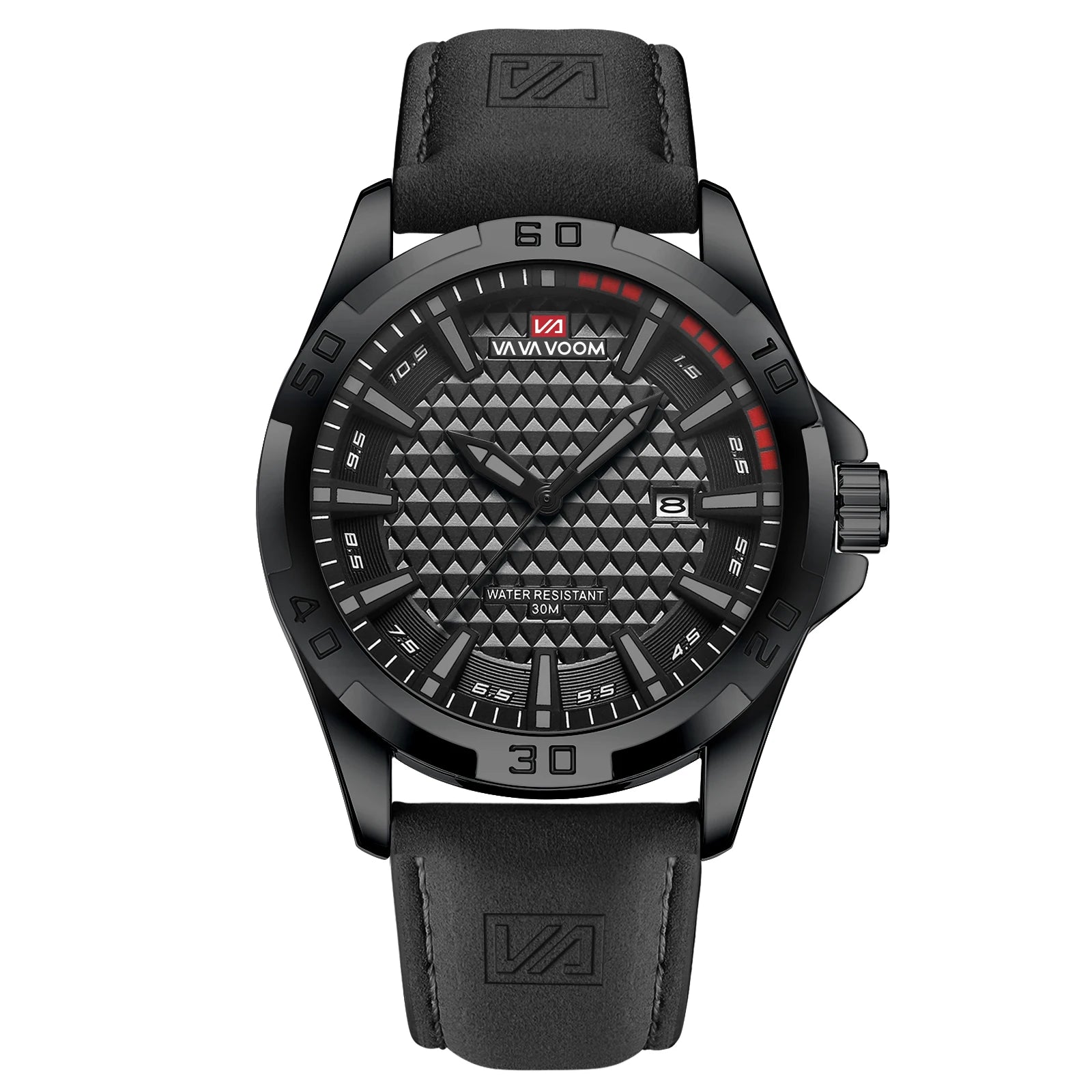 VA VA VOOM Men Casual Sport Military Quartz Calendar Wrist Watch for Man Business Leather Waterproof Male Clock Relogio Masculin