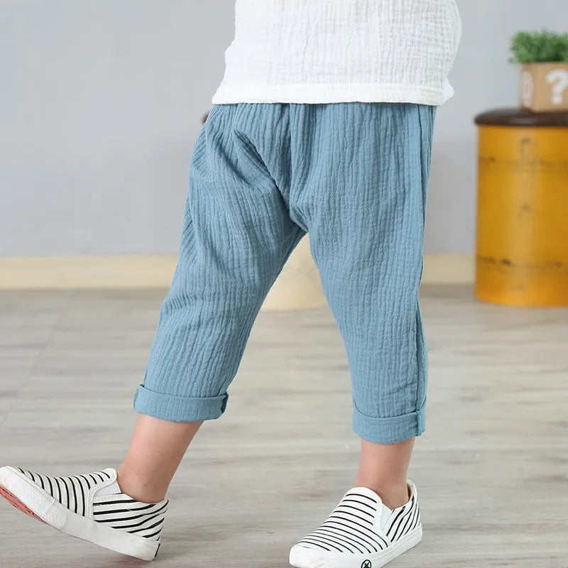 children t shirts fashion linen pleated boys t shirt children t-shirt 2025 summer baby boys girls t-shirt children clothes kids