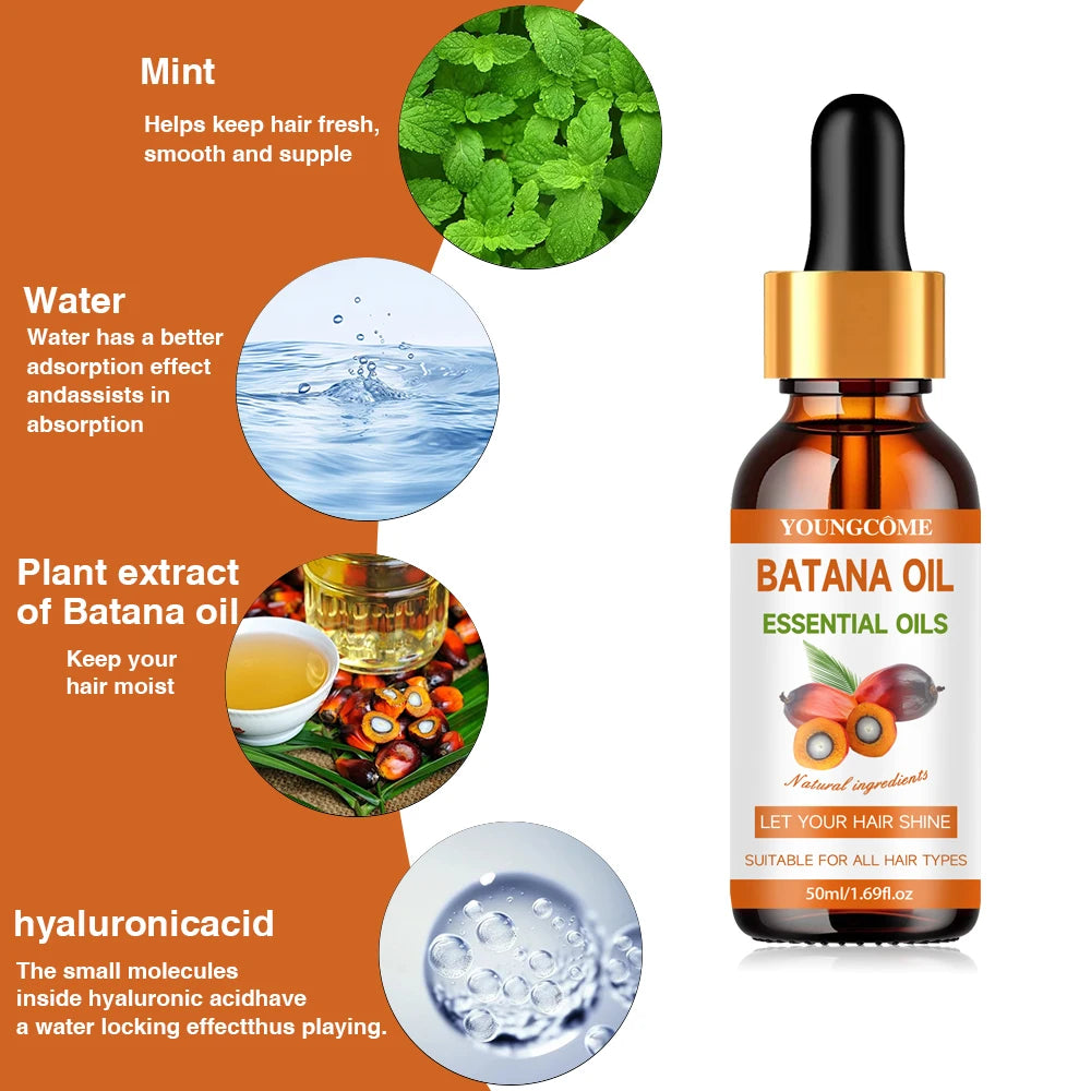 YOUNGCOME Batana Hair Oil-Nourishing and Moisturizing, Nourishing Treatment for Split Ends Dry Organics Hair Care Oil 30ml/50ml