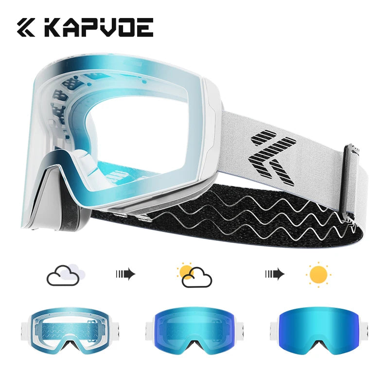 KAPVOE Outdoor Ski Goggles Men Snowboard Glasses Women Winter Snow Sunglasses UV400 Magnetic Attraction Anti-Fog Skiing Goggles