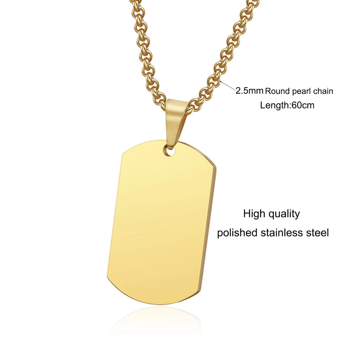 1PC 316L Stainless Steel Pendant Necklace Silver Gold Black Color Blank Dog Tag Plate Army Biker Chain Necklace Man Woman 3 Size