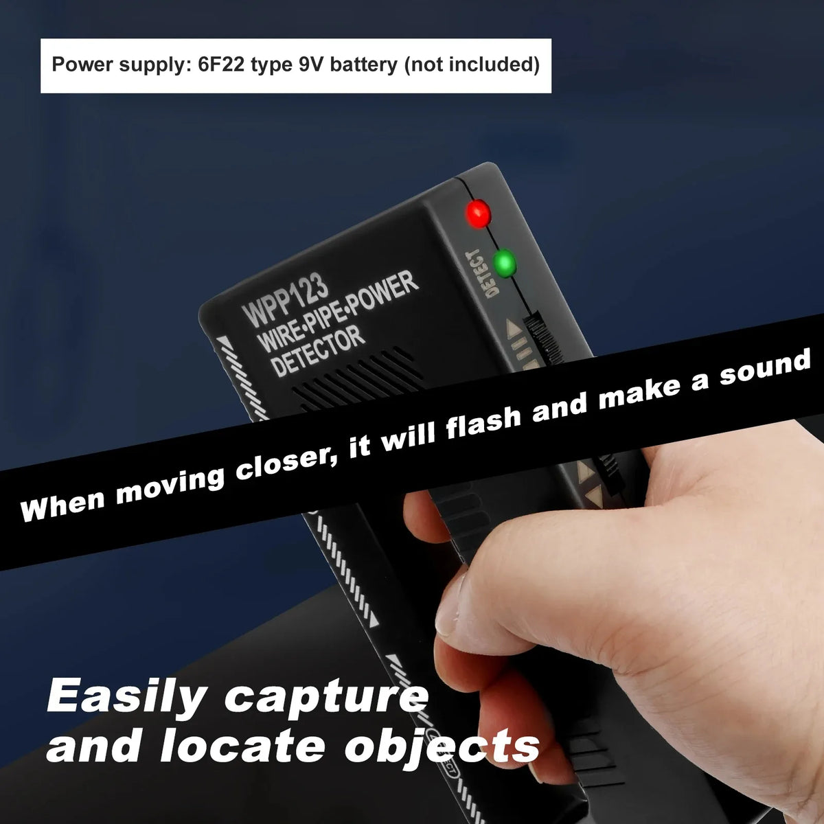 High Sensitivity Handheld Wall Scanner Metal Detector Pointer AC Wire Metal Pipe Power Detection Visual Alert Alarm