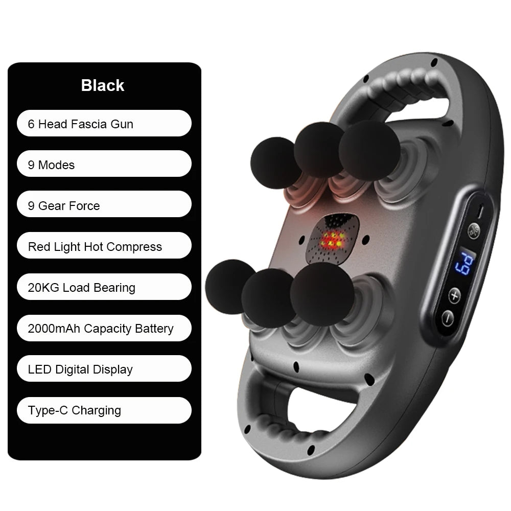 Fascia Gun 6 Heads Massage Gun Muscle Relaxation Electric Massager Deep Tissue Muscle for Pain Relief for the Whole Body