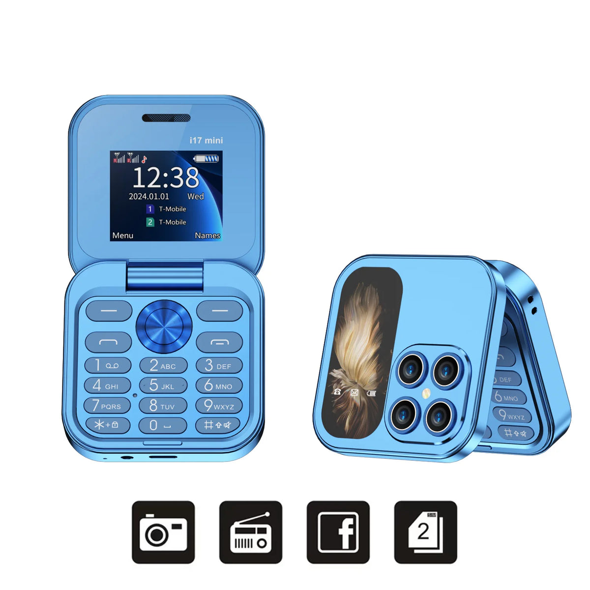 SERVO I17 Mini Dual SIM Card Flip Mobile Phone 2G GSM Magic Voice FM Radio Speed Dial Video Player Flashlight Foldable Cellphone