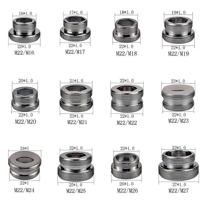 16 17 18 20 21 22 23 24 25 30mm Turn 22 Faucet Aerator Adapter Water Purifier Fittings Brass Kitchen Faucet Plumbing Accessories