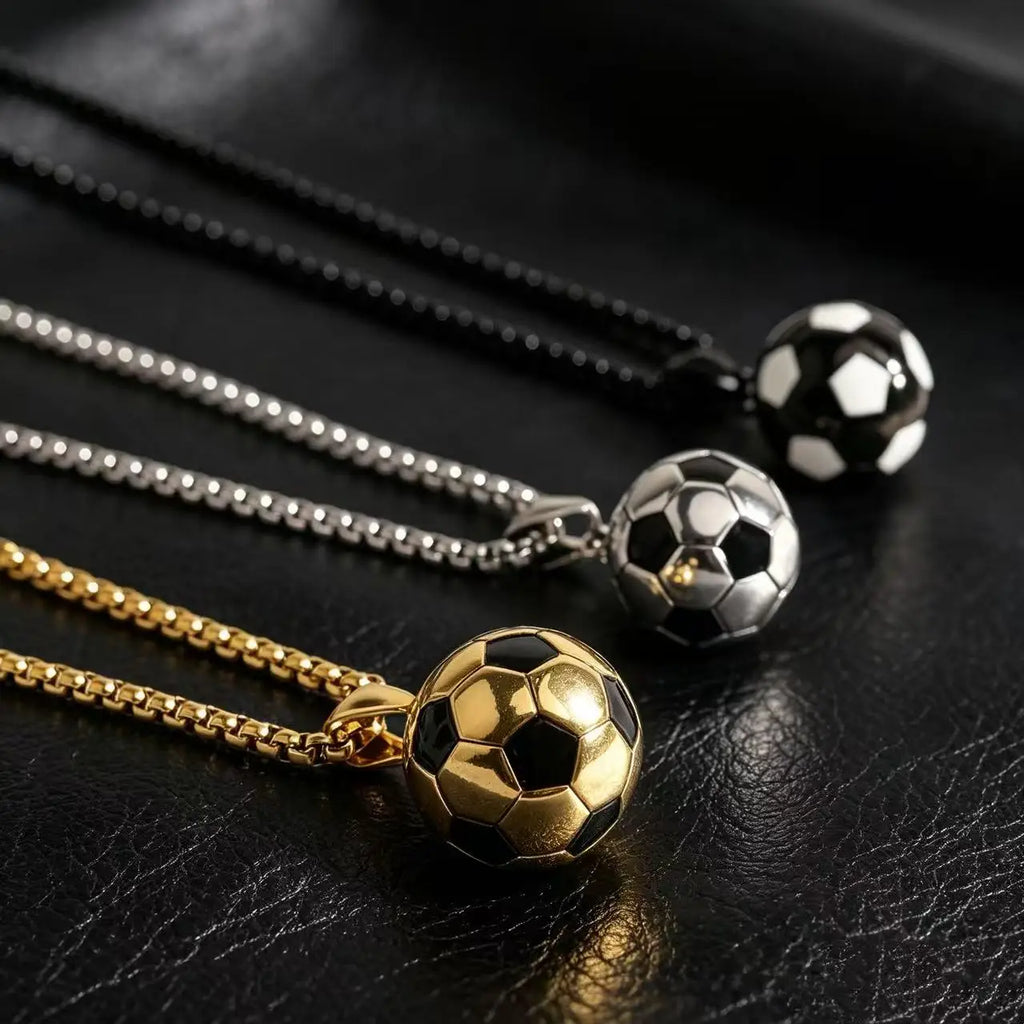 HNSP 316L Stainless Steel Football Ball Pendant Soccer Necklace For Men Jewelry Fans Gift