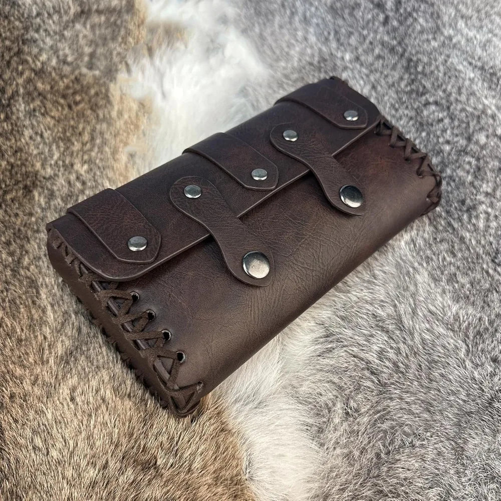 Viking Knight Retro Belt PU Synthetic Leather Copaly Printed Change Waist Pack Halloween Dress Up Belt Set Accessory