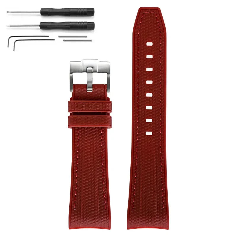 Rubber Silicone Watch Band for Swatch X Blancpain GREEN ABYSS Curved End Waterproof Sport Woven Pattern Strap Bracelet 22mm