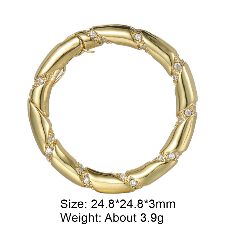 Juya Handmade Creative 18K Gold Plated Brass Screw Locks Carabiner Clasps Accessories For DIY Mesh Chains Pendant Jewelry Making