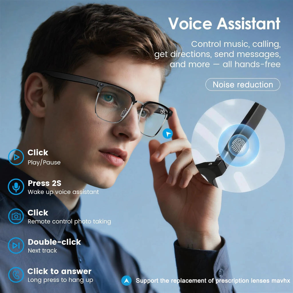 New Upgrade 800W Pixel Smart Glasses With Camera Video Recording AI Photo Recognition Call Language Translation Voice Sunglasses
