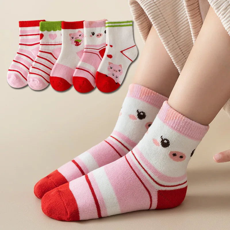 5Pairs Baby Socks Newborn Baby Boy Cute Short Sock 0-1-3-10Y Kids Cotton Toddler Cartoon Soft Children's Sports Socks for Girls