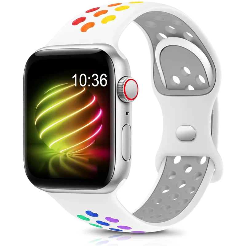 Silicone Strap For Apple Watch 44mm 45mm 40mm 41mm 38 42mm sports Rubber Breathable Band iwatch series 10 9 8 SE 7 6 Ultra 49mm