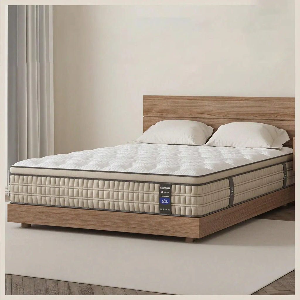 BedStory 12 Inch Full/King Hybrid Gel Memory Foam Mattress, Queen Size Mattress with Breathable Fabric for Comfortable Sleep