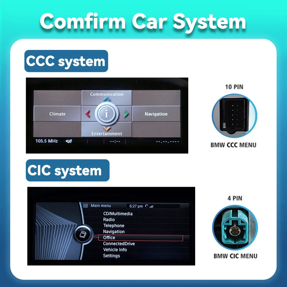BONROAD 10.25 inch Wireless CarPlay Android Auto With Youtube Airplay Android Auto Linux Car Radio Monitor For BMW X5 X6 E70 E71 CCC CIC system GPS Navigation Multimedia Display Car Stereo Touch Screen