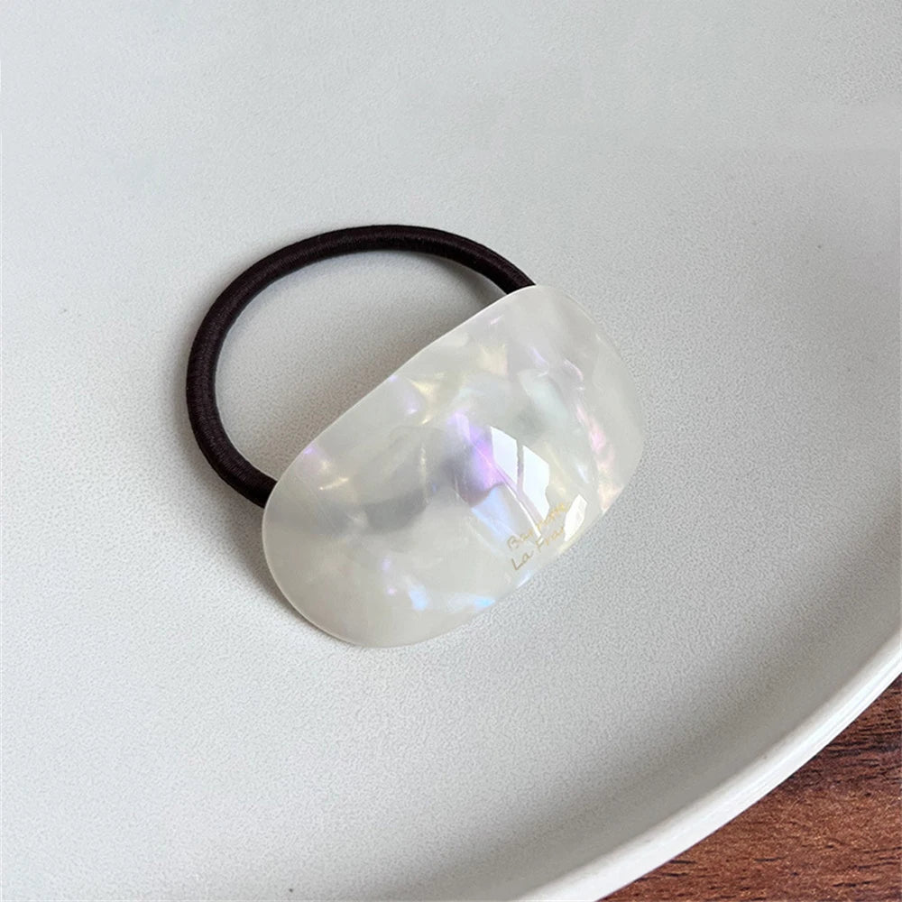 Simple Oval Acetate Hair Rope Daily Commuter Hair Tie Elastic Ponytail Rubber Band for Women Hair Ring Hair Accessories