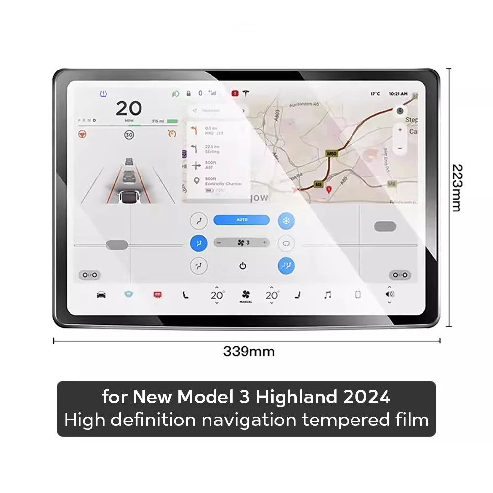 Tempered Glass Film Protector for New Tesla Model Y Launch 2026 Model 3 Highland 2024 Rear Row Center Control Screen Protective